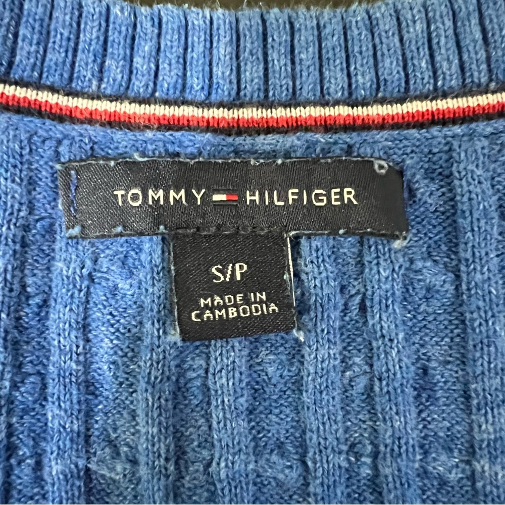Tommy Hilfiger 100% Cotton Ribbed V-Neck Sweater Size S - Picture 5 of 8